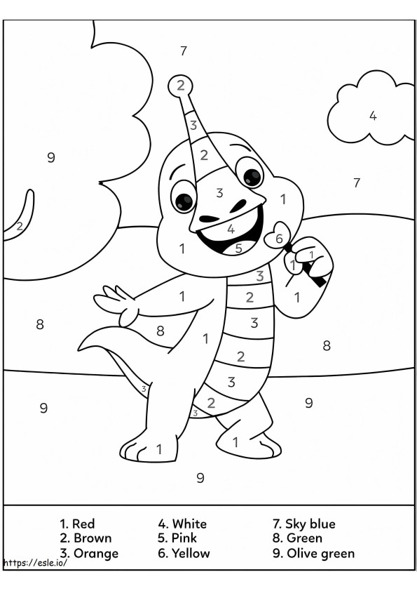 Cute Dinosaur Singing Color By Number coloring page