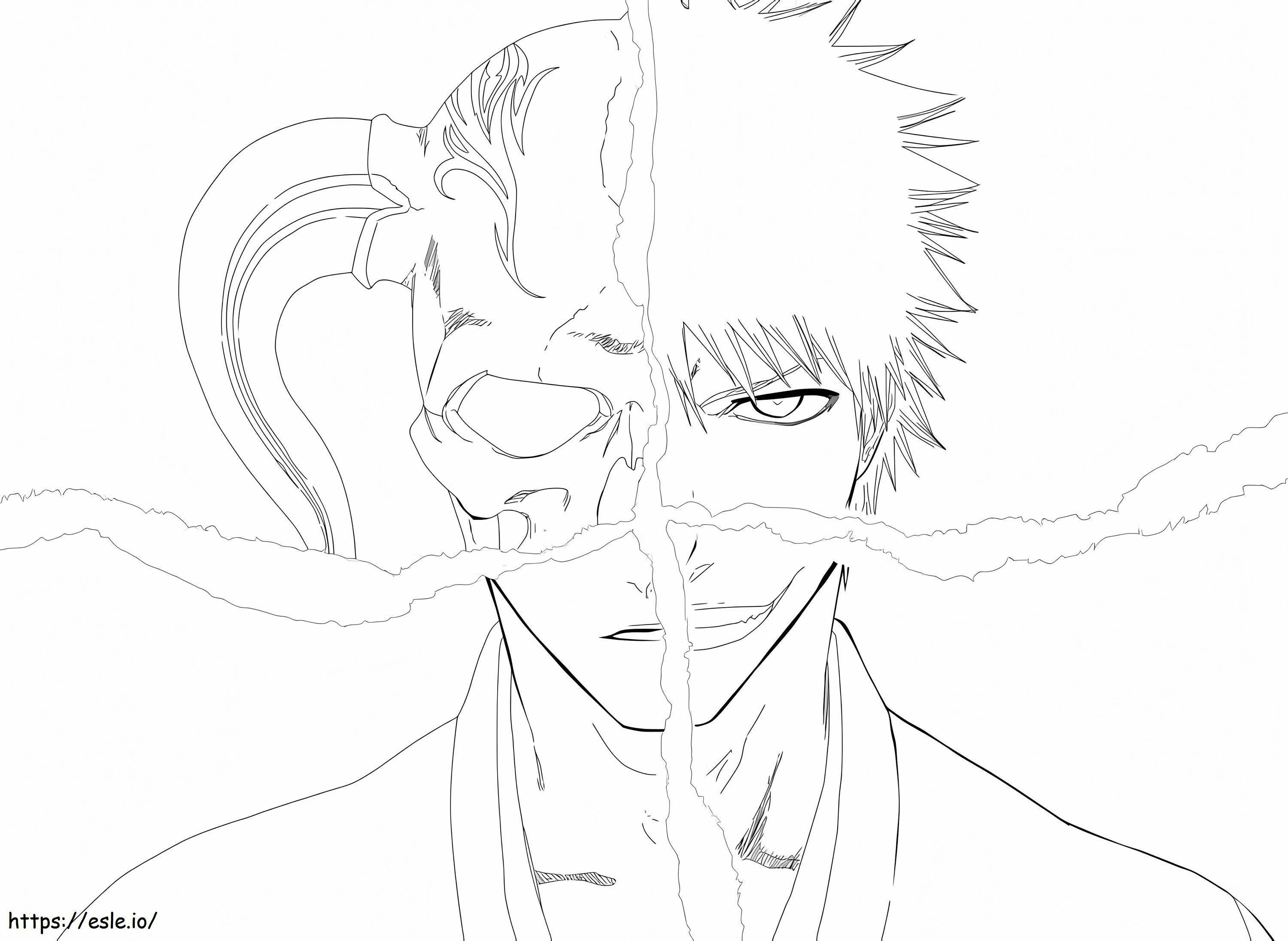 Coloriage Ichigo au visage creux à imprimer dessin