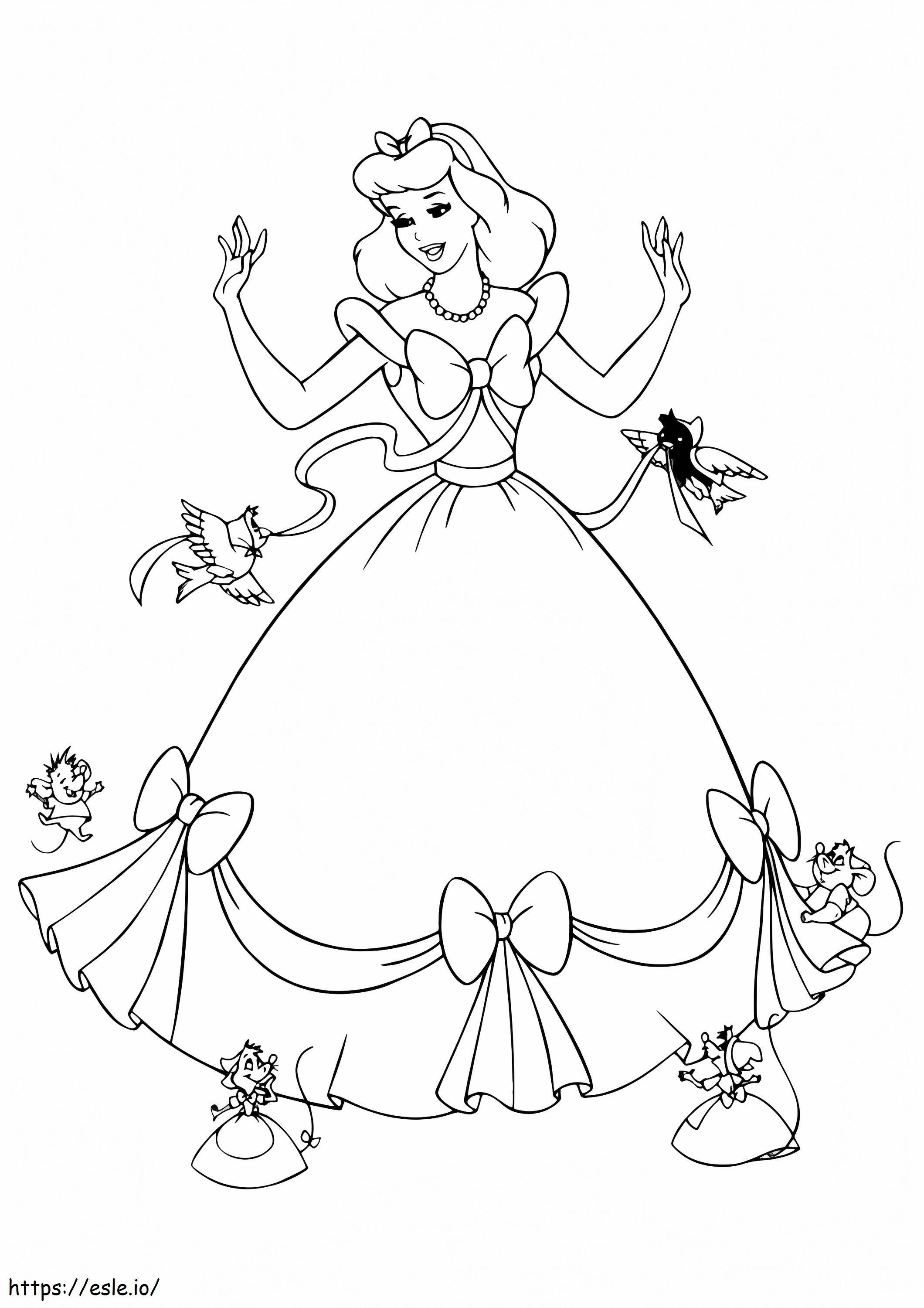 1525953789_Cinderella Dress Hiirten väritys A4 värityskuva