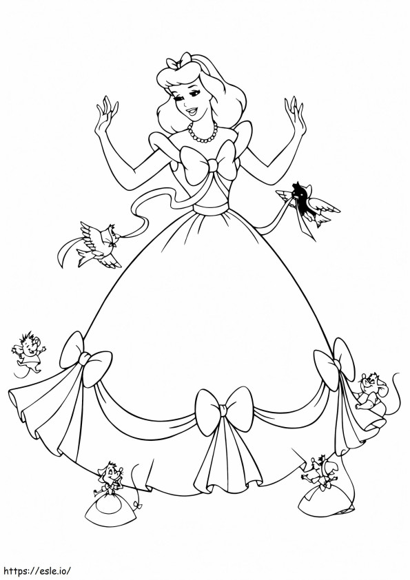 1525953789_Cinderella Dress Mice Coloring A4 coloring page