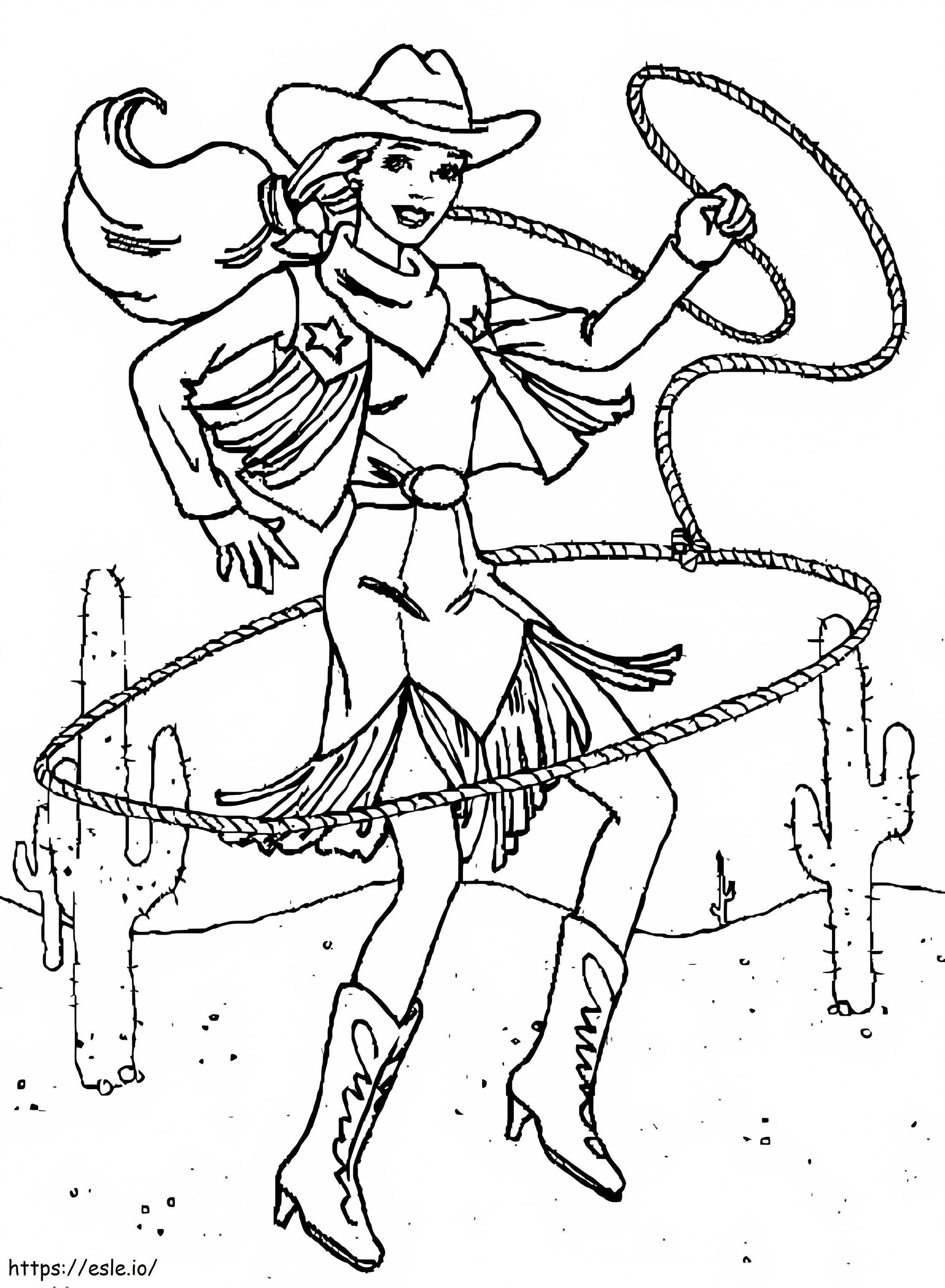 Awesome Cowgirl coloring page