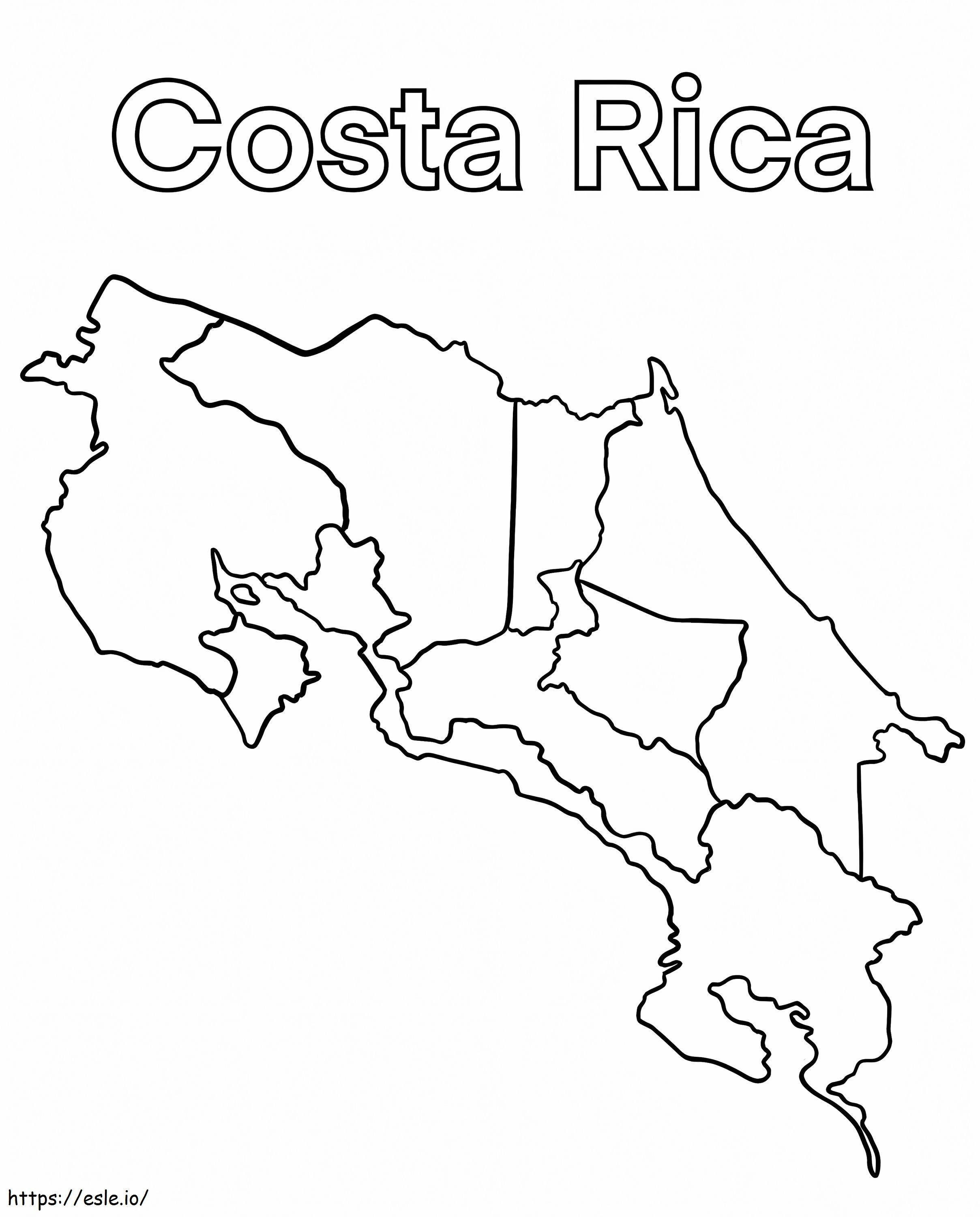 Costa Rica-kaart kleurplaat kleurplaat