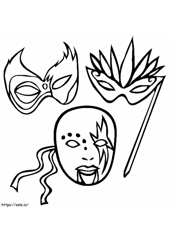 Three Masks coloring page