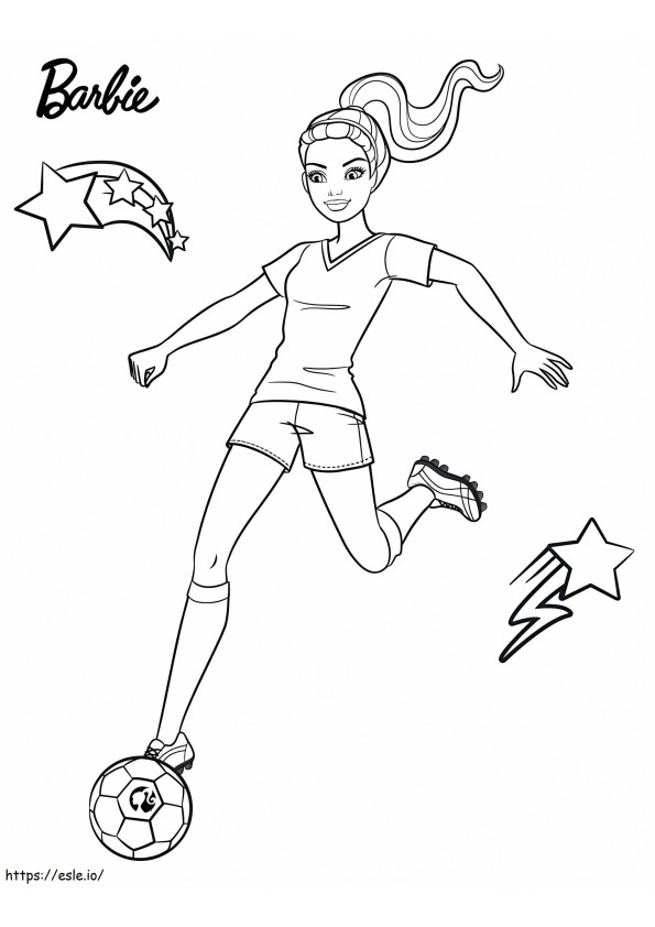 Barbie Plays Soccer Sport coloring page