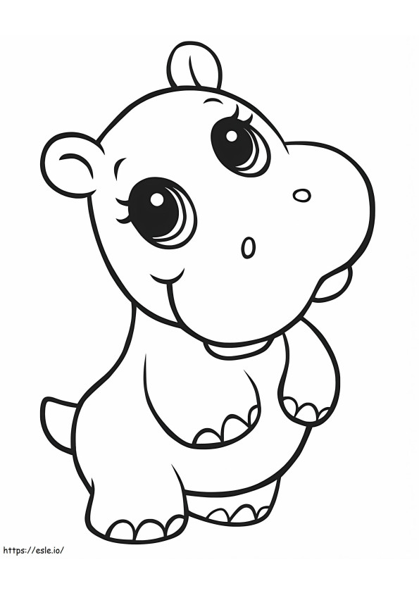 Baby-nijlpaard kleurplaat