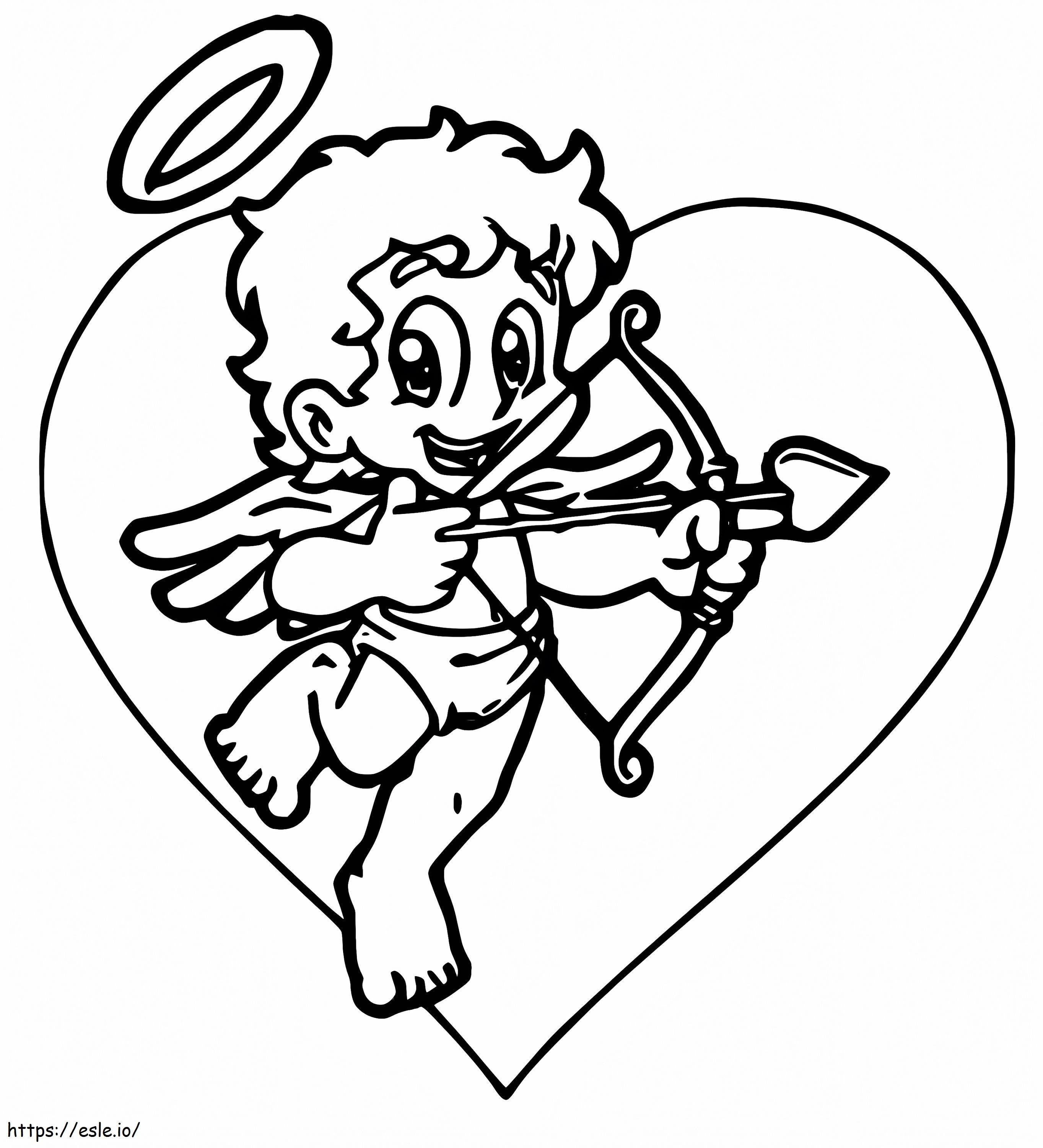 Cupidon Zâmbind de colorat