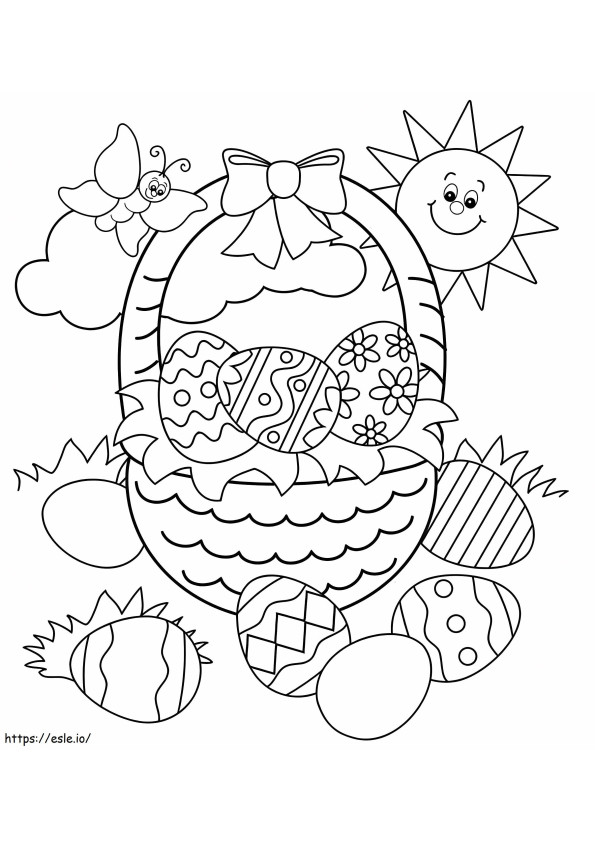 Coloriage Joyeux panier de Pâques à imprimer dessin