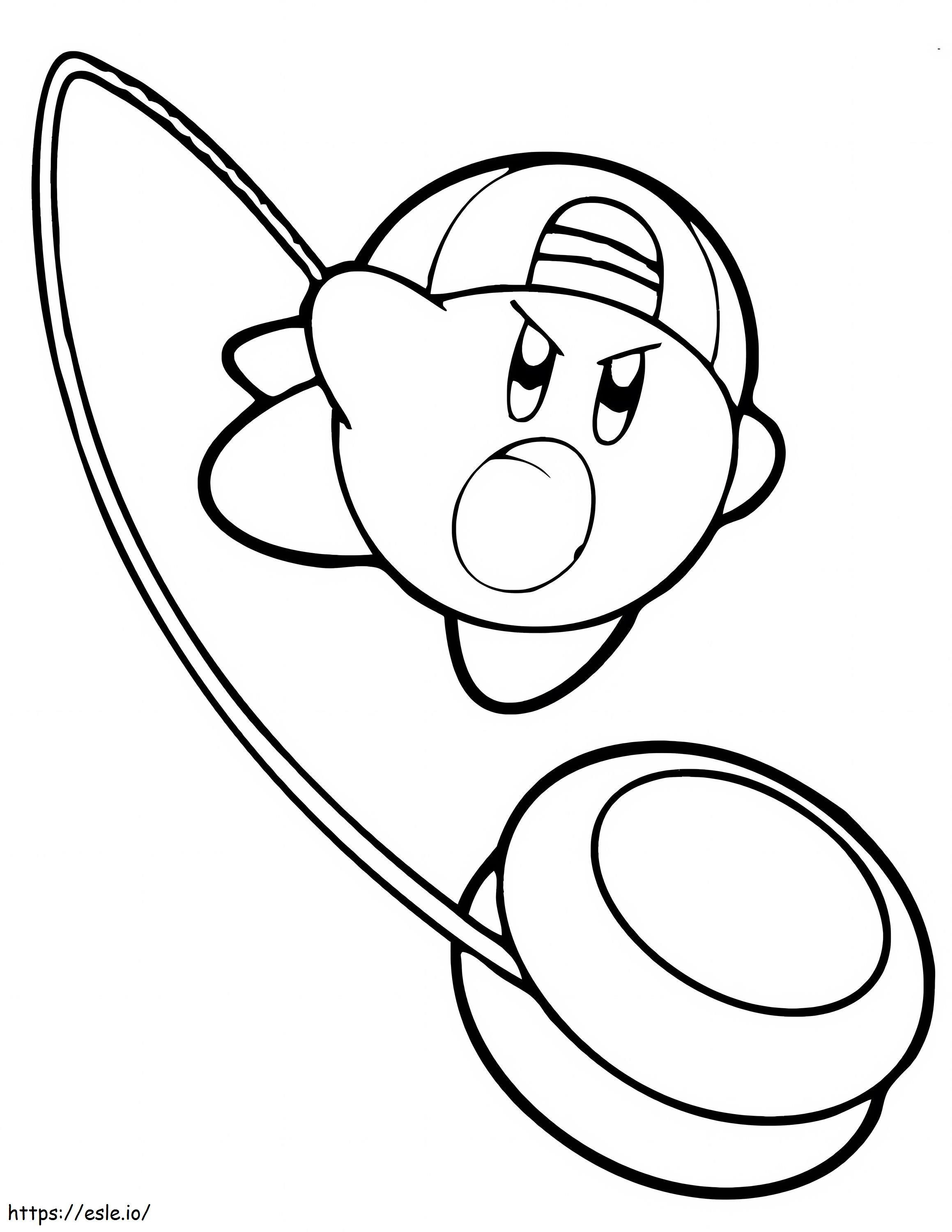 Kirby jugando al yoyo para colorear