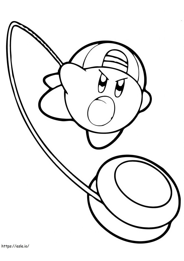 Kirby speelt jojo kleurplaat