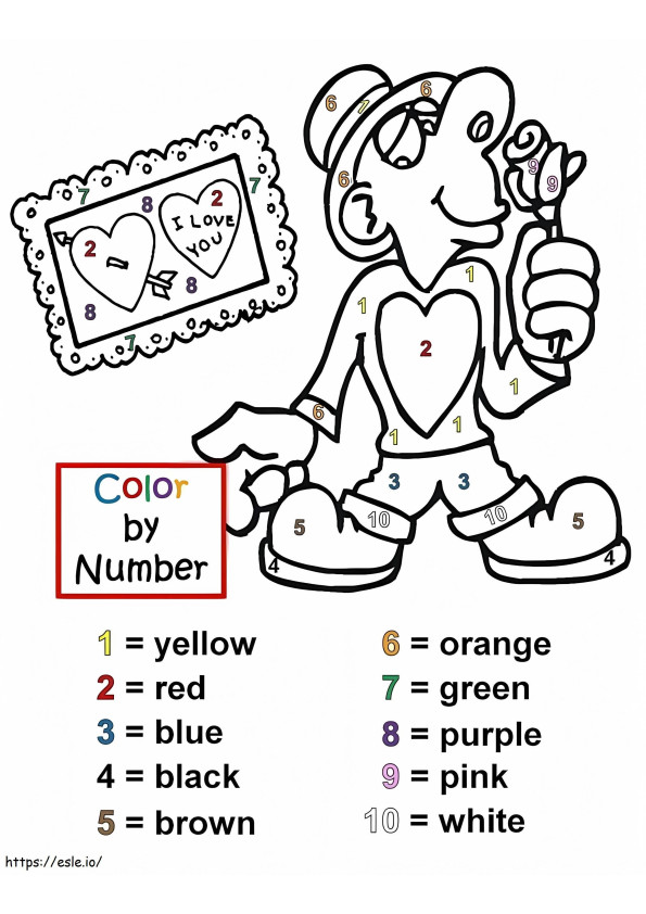 Ystävänpäivä Väri Numero -laskentataulukko värityskuva