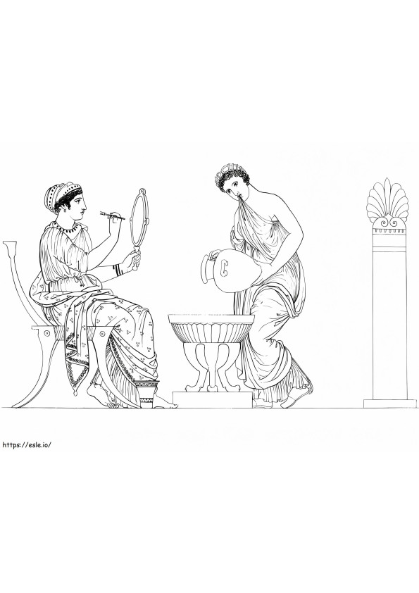 Grecian Lady Painting Her Face coloring page