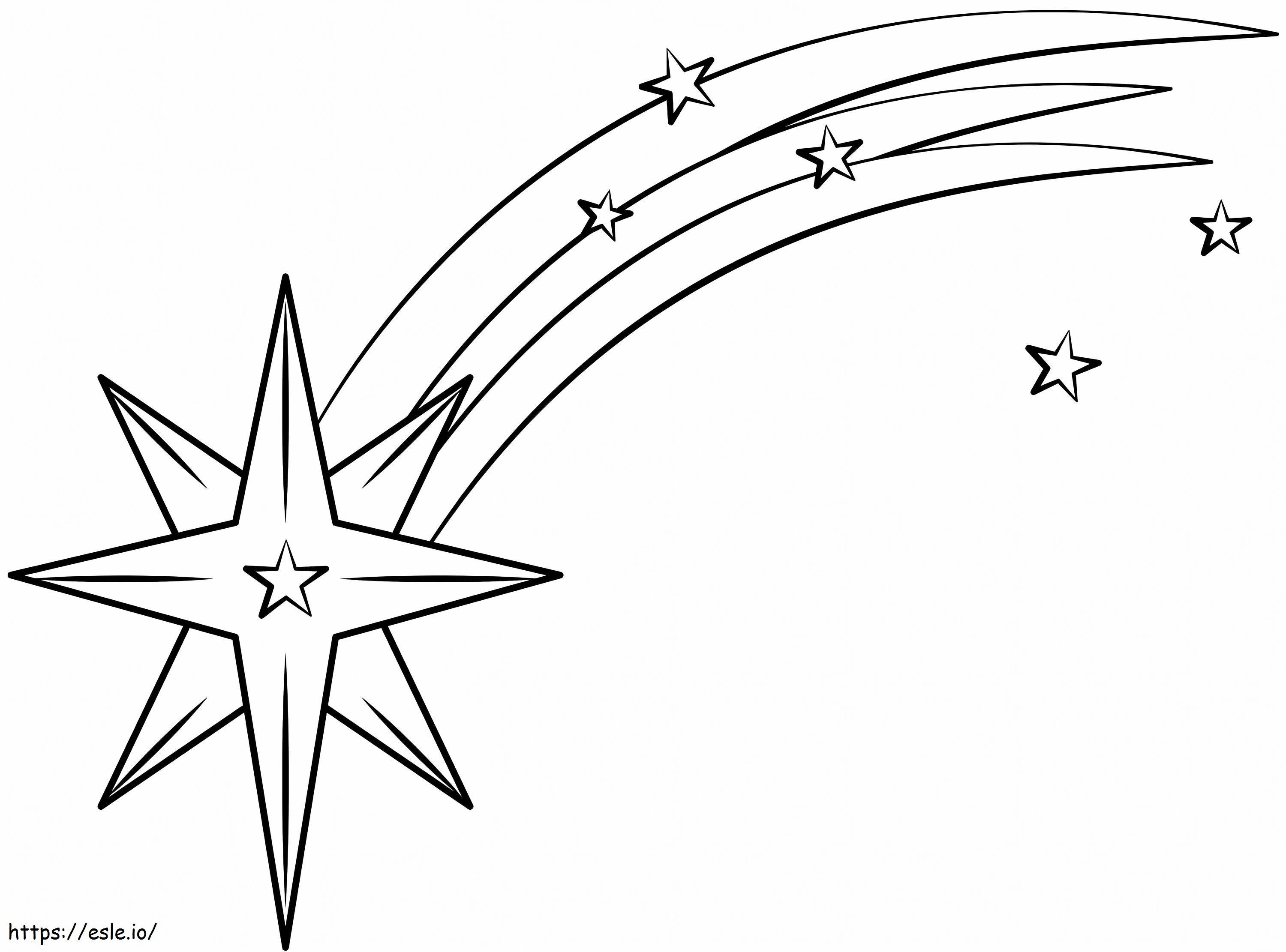 Estrela cadente simples para colorir