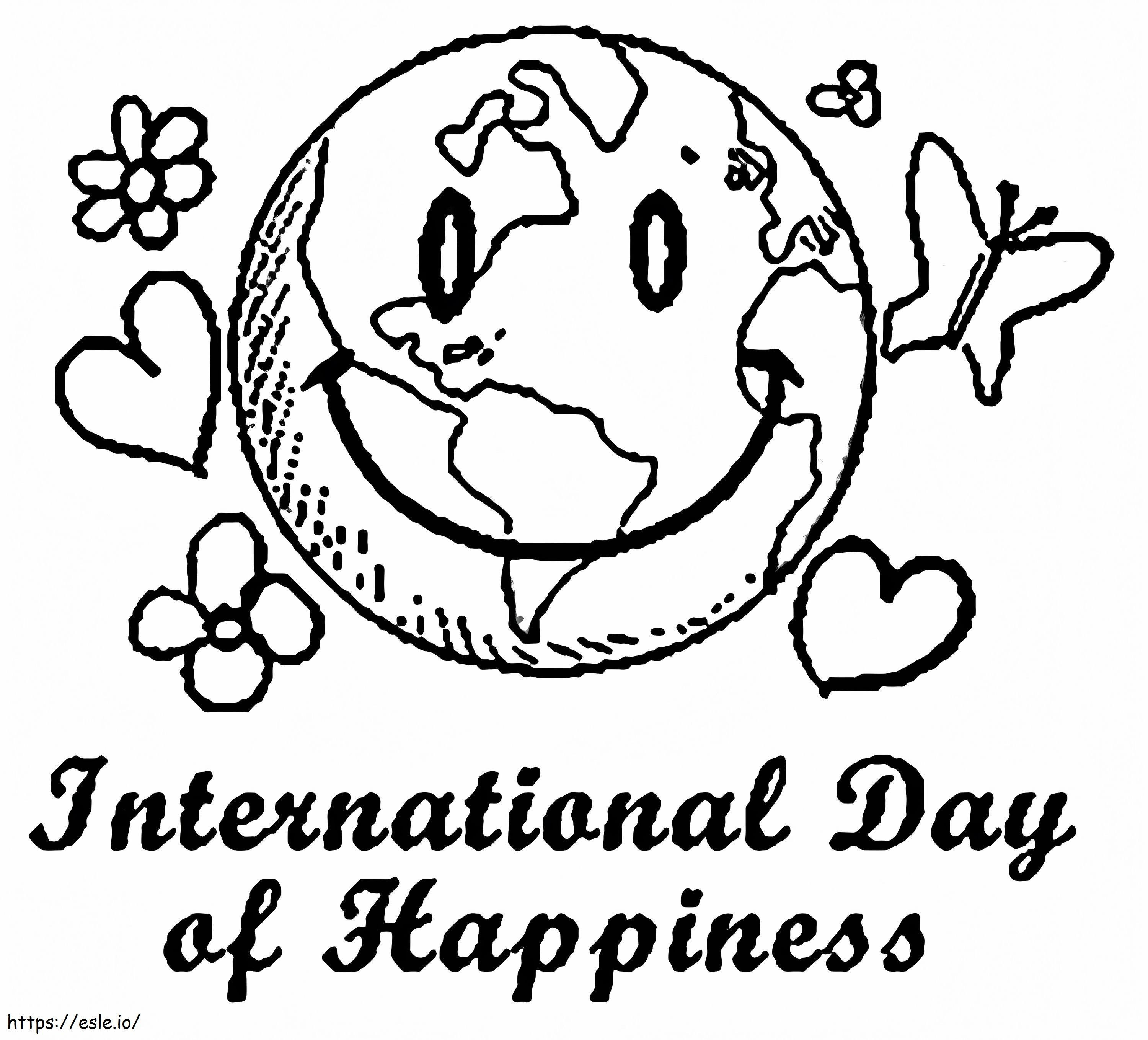 Yazdırılabilir Uluslararası Mutluluk Günü boyama