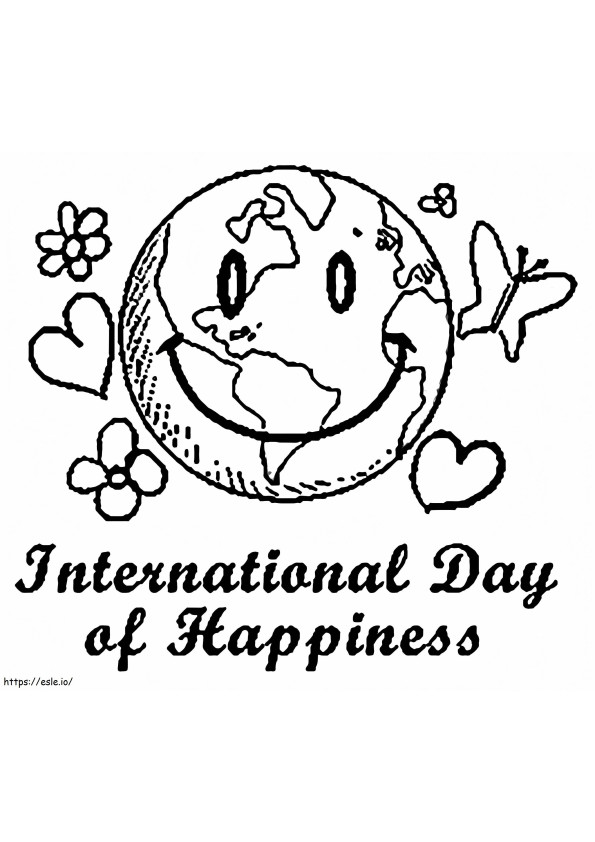 Día Internacional de la Felicidad imprimible para colorear
