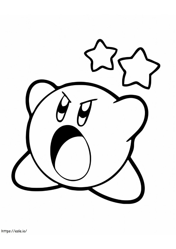 Kirby con dos estrellas para colorear