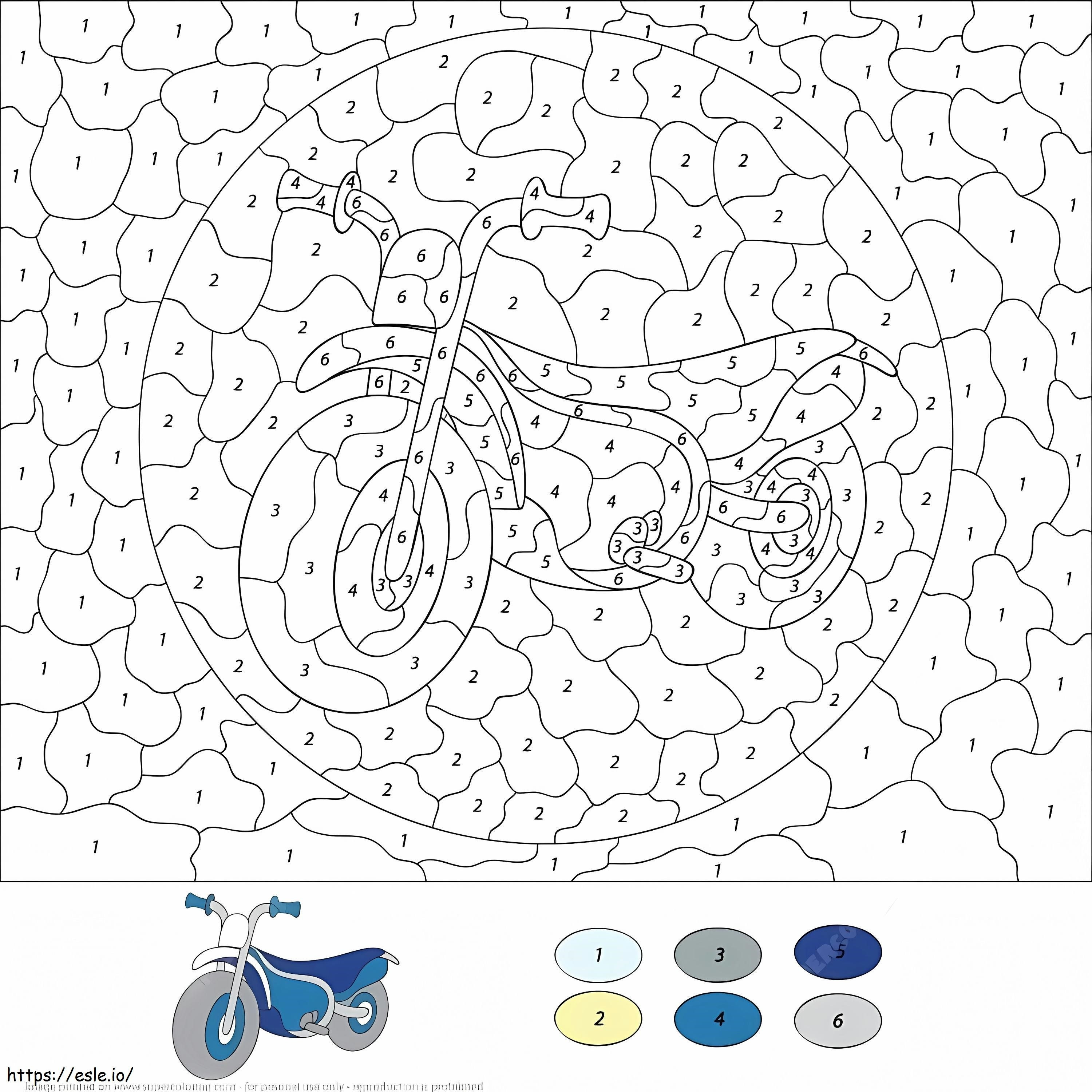 Motobike Color By Number coloring page