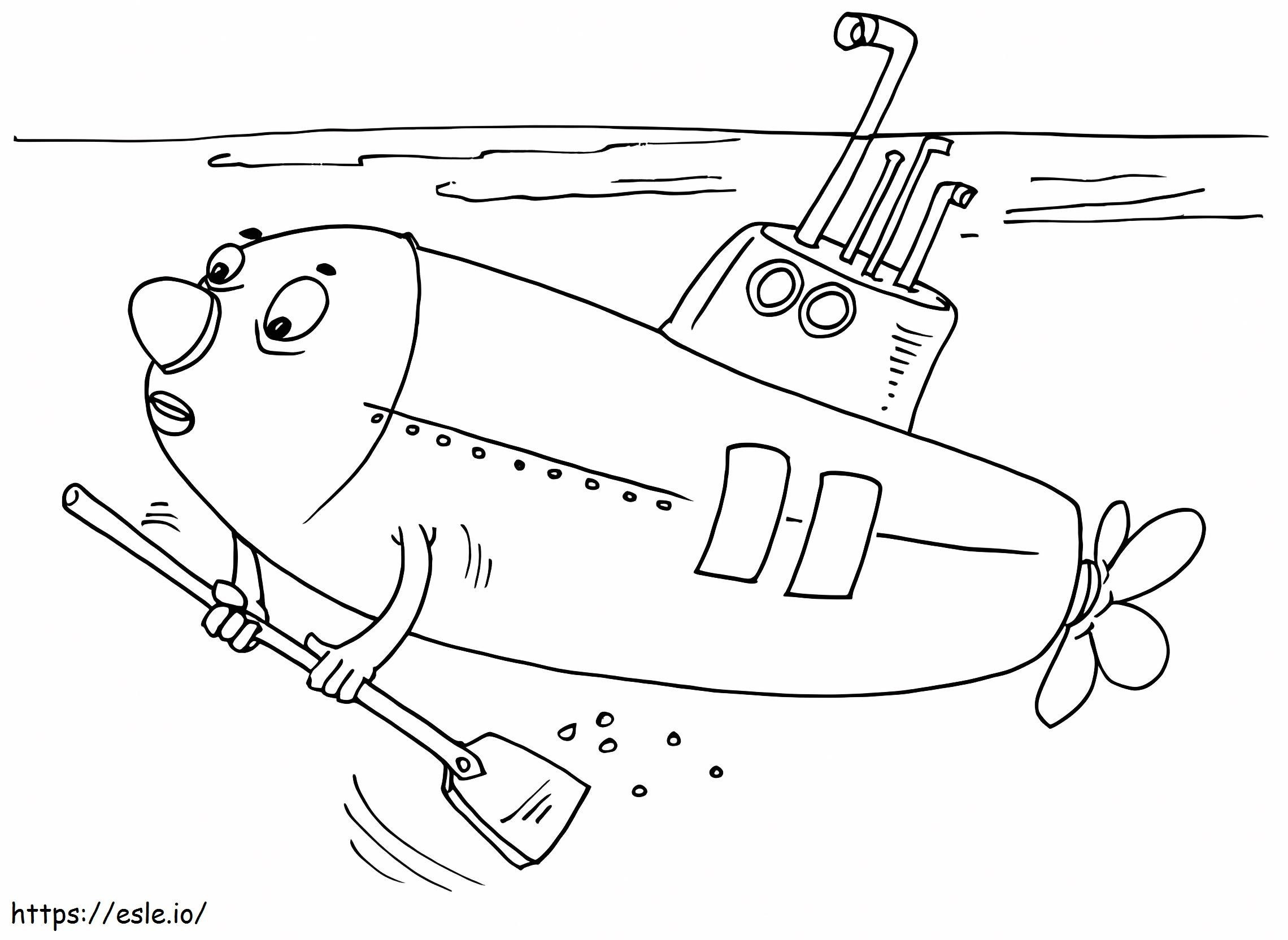 Submarine 5 coloring page
