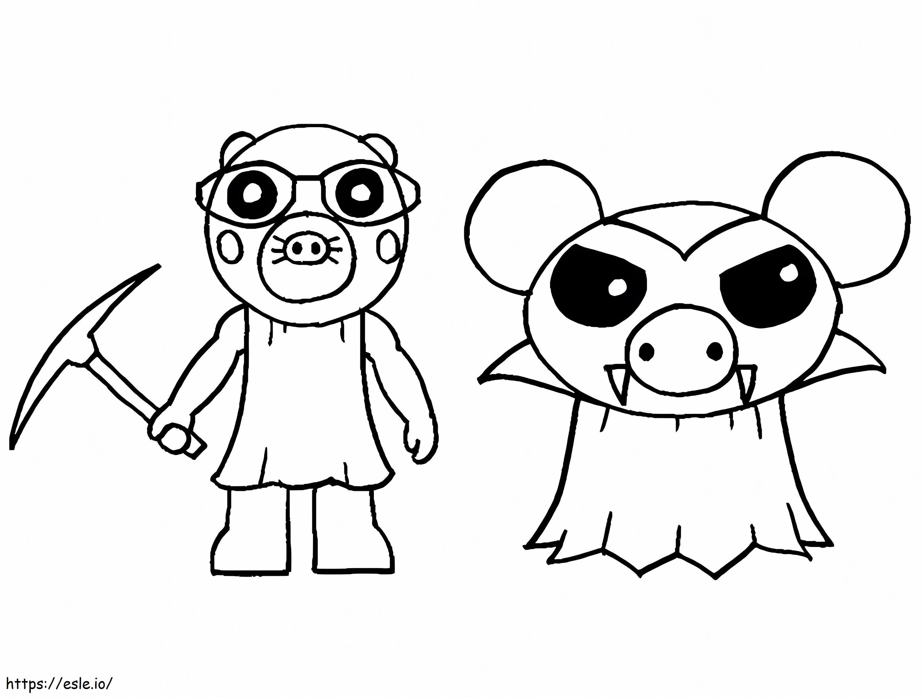 Mimi și Vampire Piggy Roblox de colorat