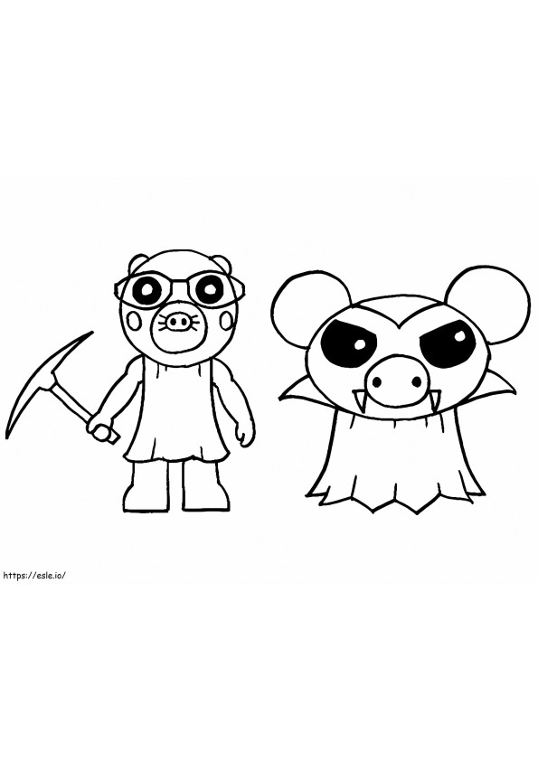 Mimi și Vampire Piggy Roblox de colorat