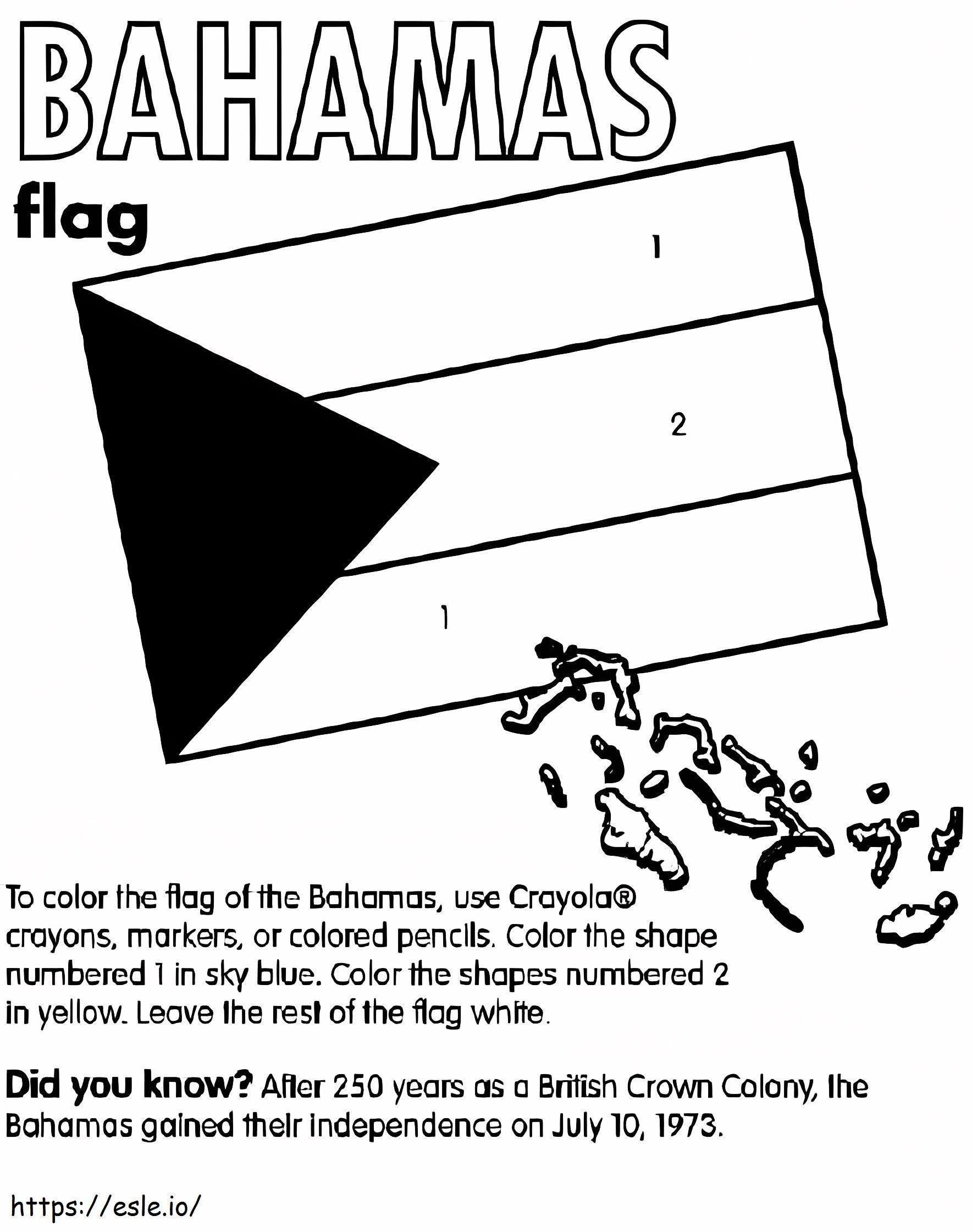 Vlag en kaart van de Bahama's kleurplaat kleurplaat