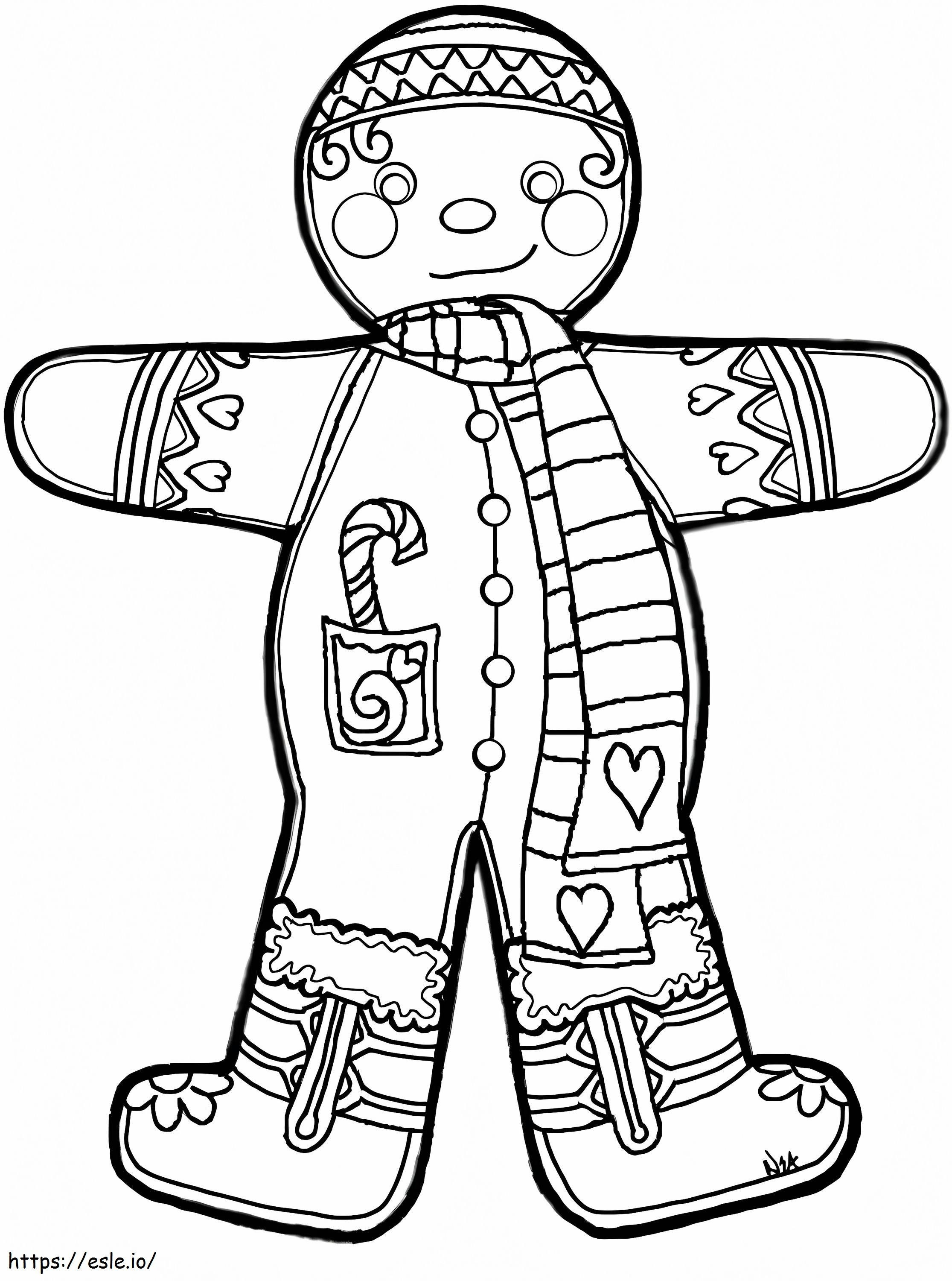 Gingerbread Man With Candy coloring page