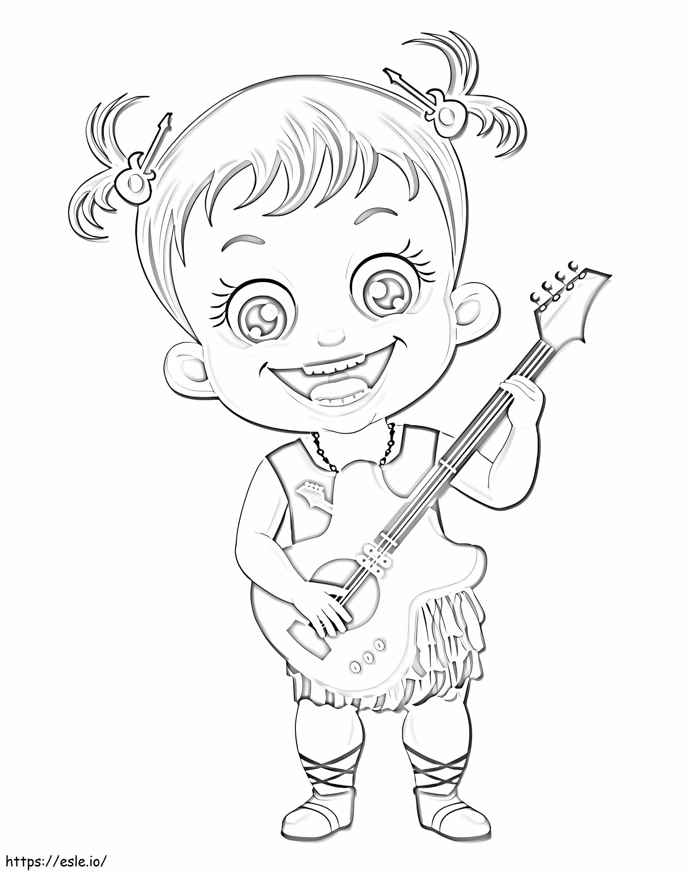 Baby Hazel soittaa kitaraa värityskuva