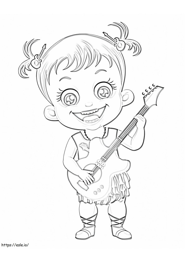 Bebê Hazel tocando guitarra para colorir