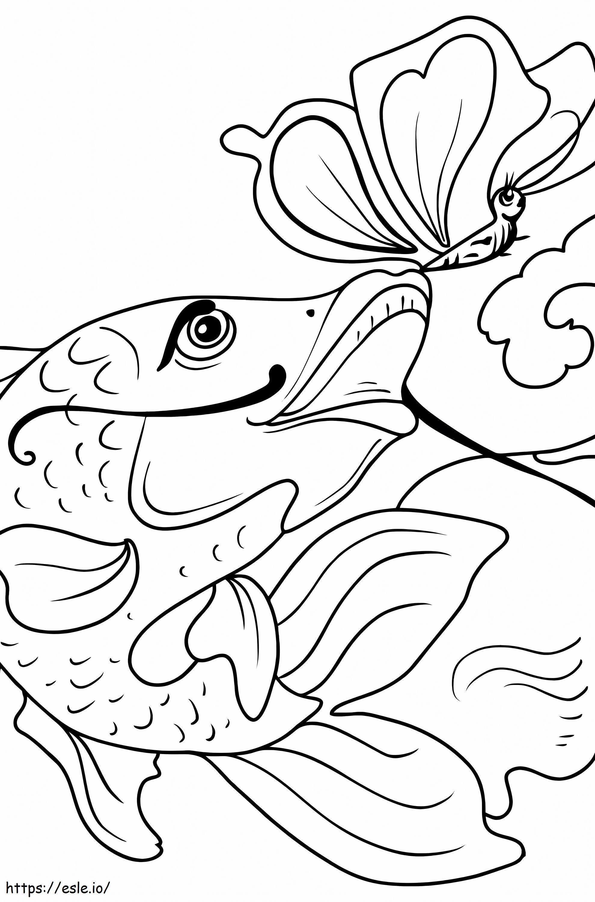 魚と蝶 ぬりえ - 塗り絵