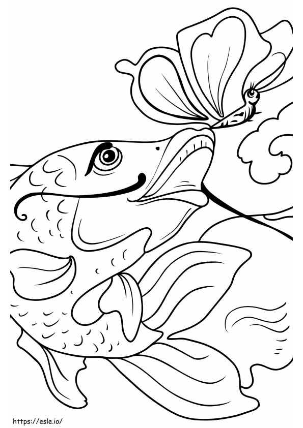 魚と蝶 ぬりえ - 塗り絵