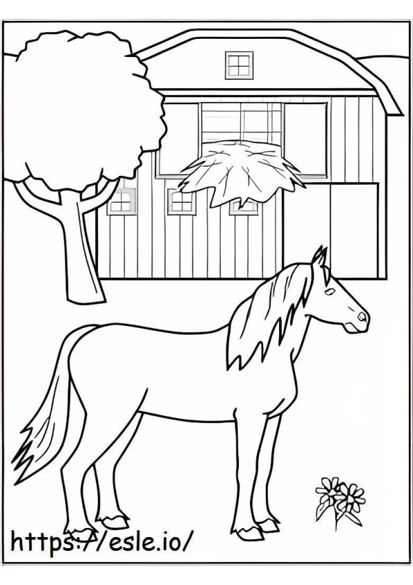 Cavalo na fazenda para colorir