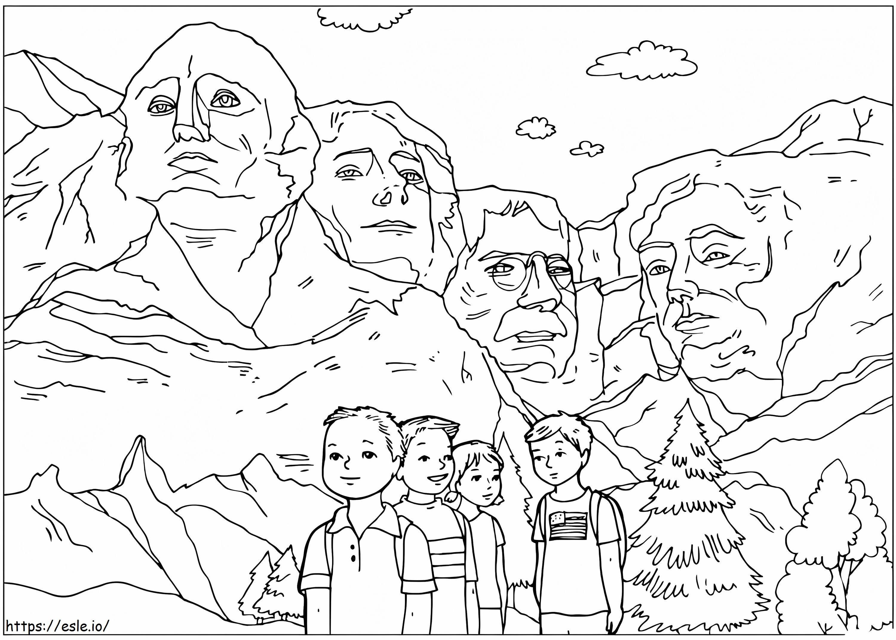 Coloriage Mont Rushmore gratuit à imprimer dessin