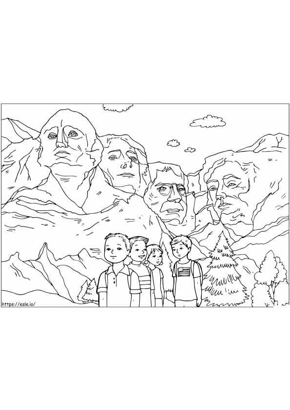 Bevrijd Mount Rushmore kleurplaat