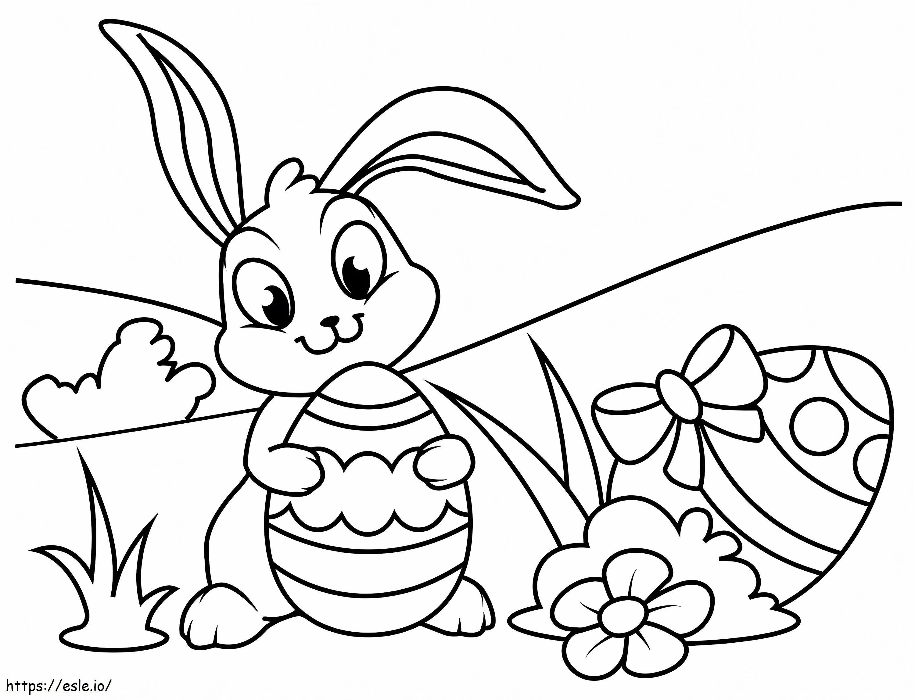Easter Bunny And Eggs coloring page