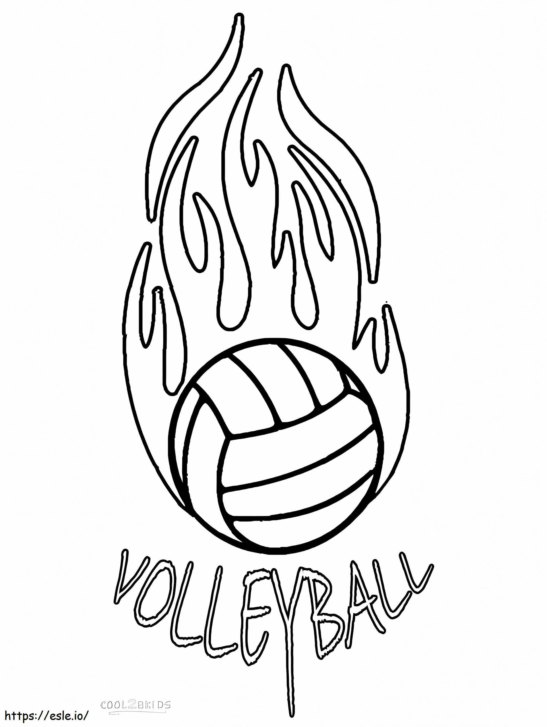 Volleybalbal in brand kleurplaat kleurplaat