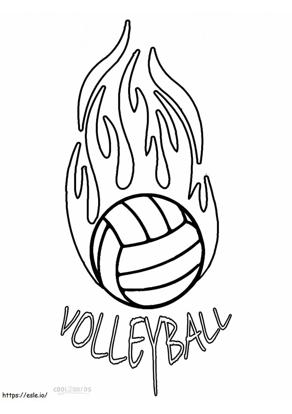 Coloriage Ballon de volley-ball en feu à imprimer dessin