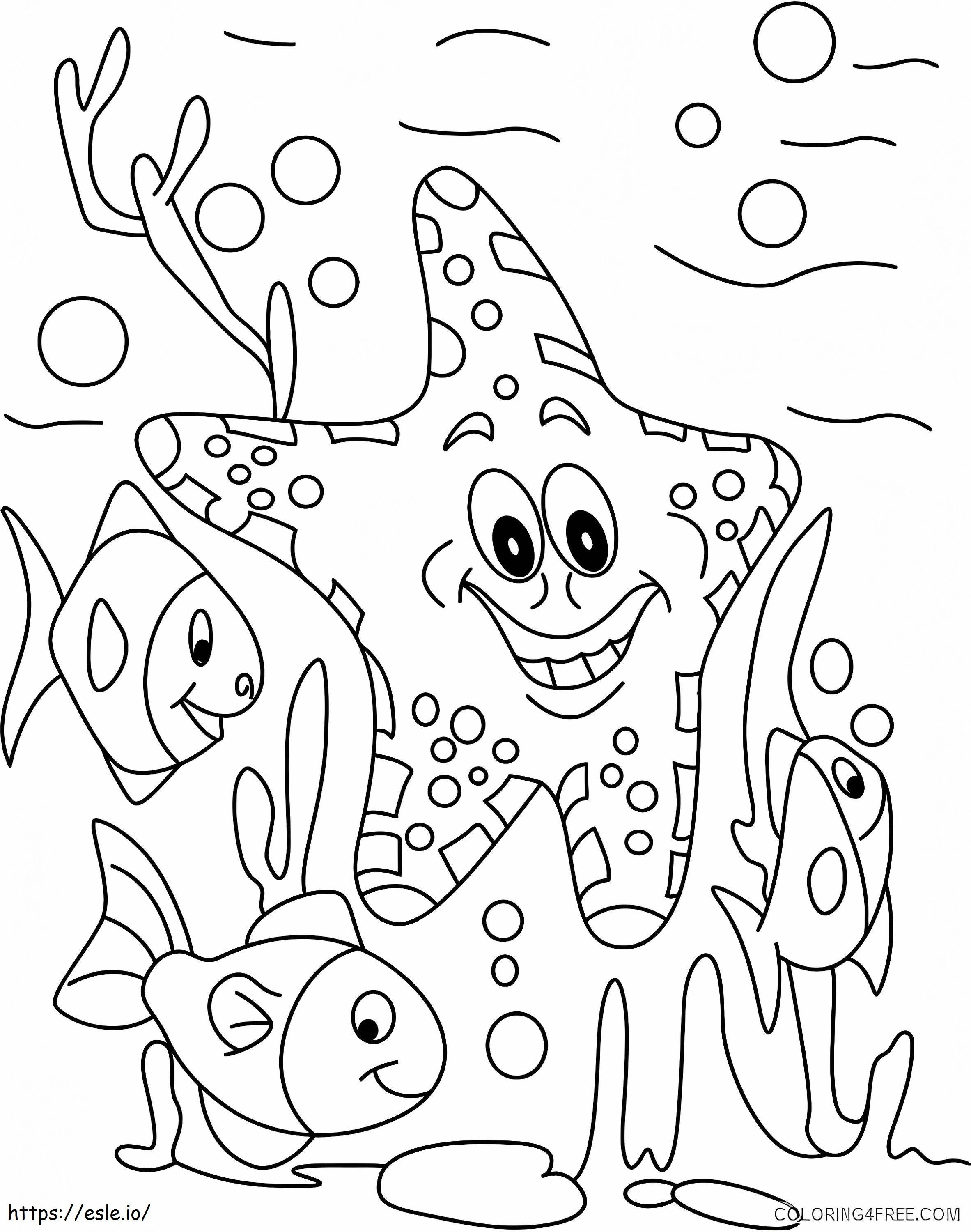 Coloriage Étoile et poisson à imprimer dessin