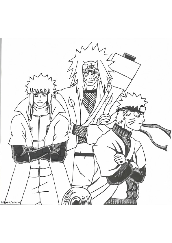 Jiraiya Minato e Naruto para colorir
