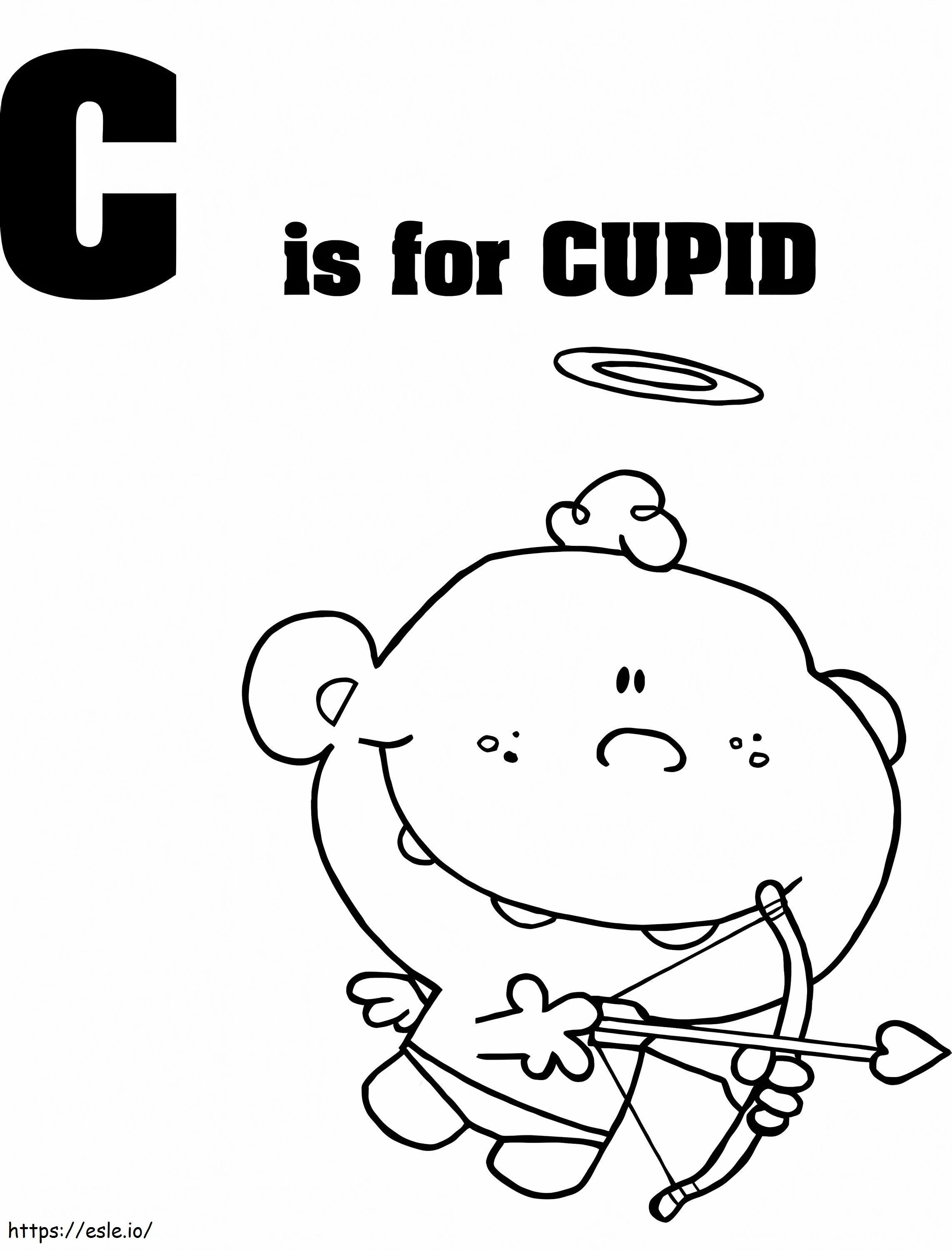 Cupidon kirjain C värityskuva