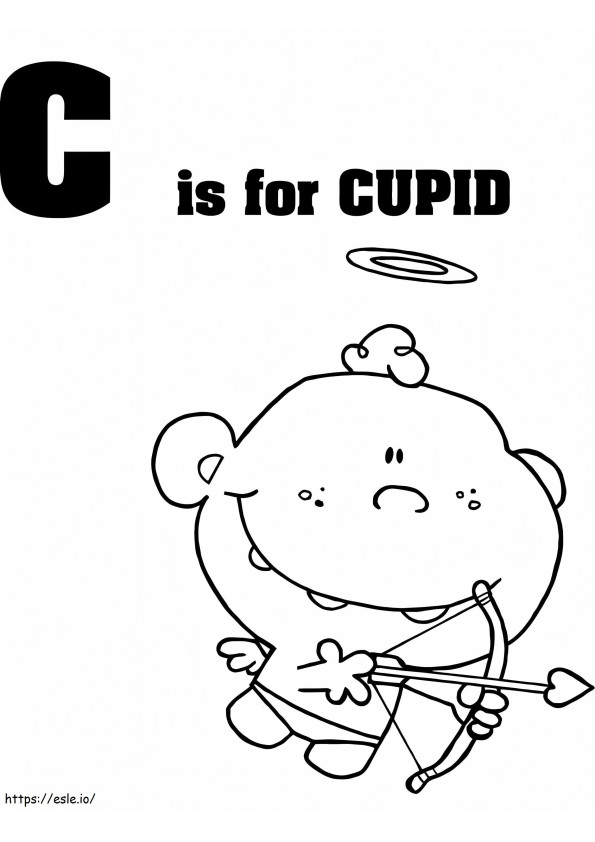Coloriage Lettre C de Cupidon à imprimer dessin