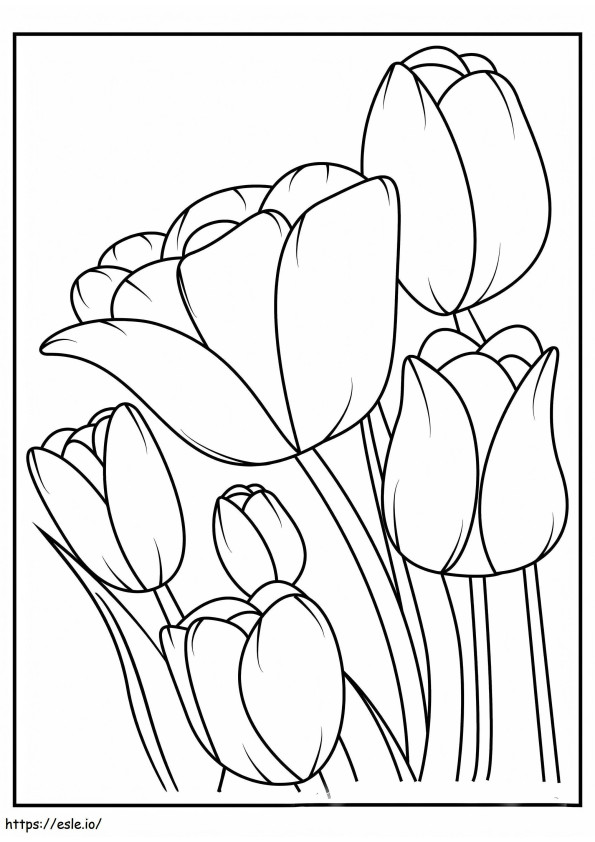 Seis tulipanes para colorear