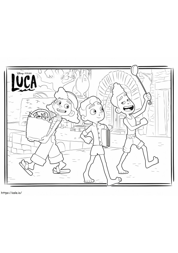 Luca-personages kleurplaat