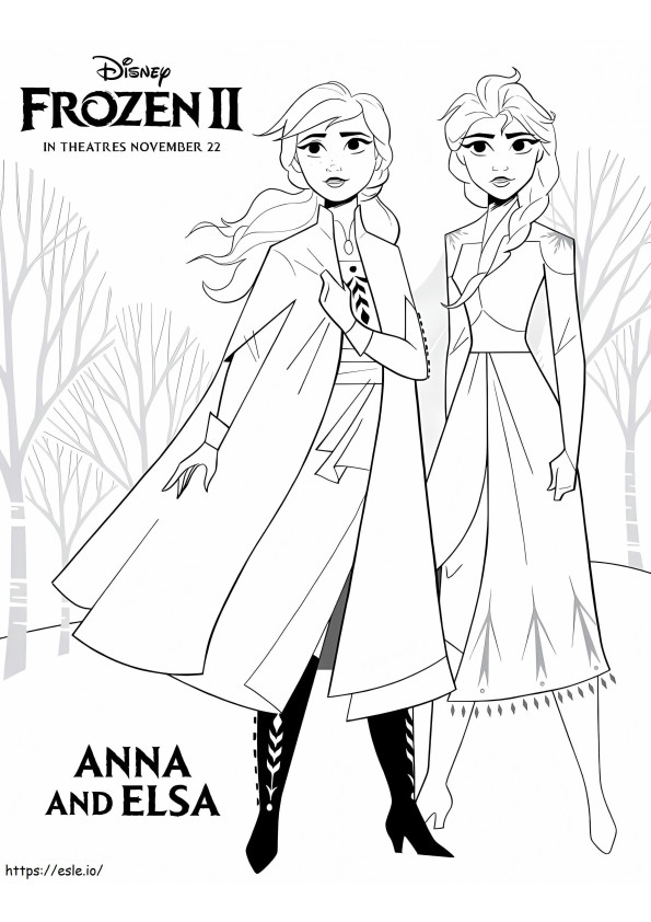 Anna en Elsa Frozen 2 kleurplaat kleurplaat