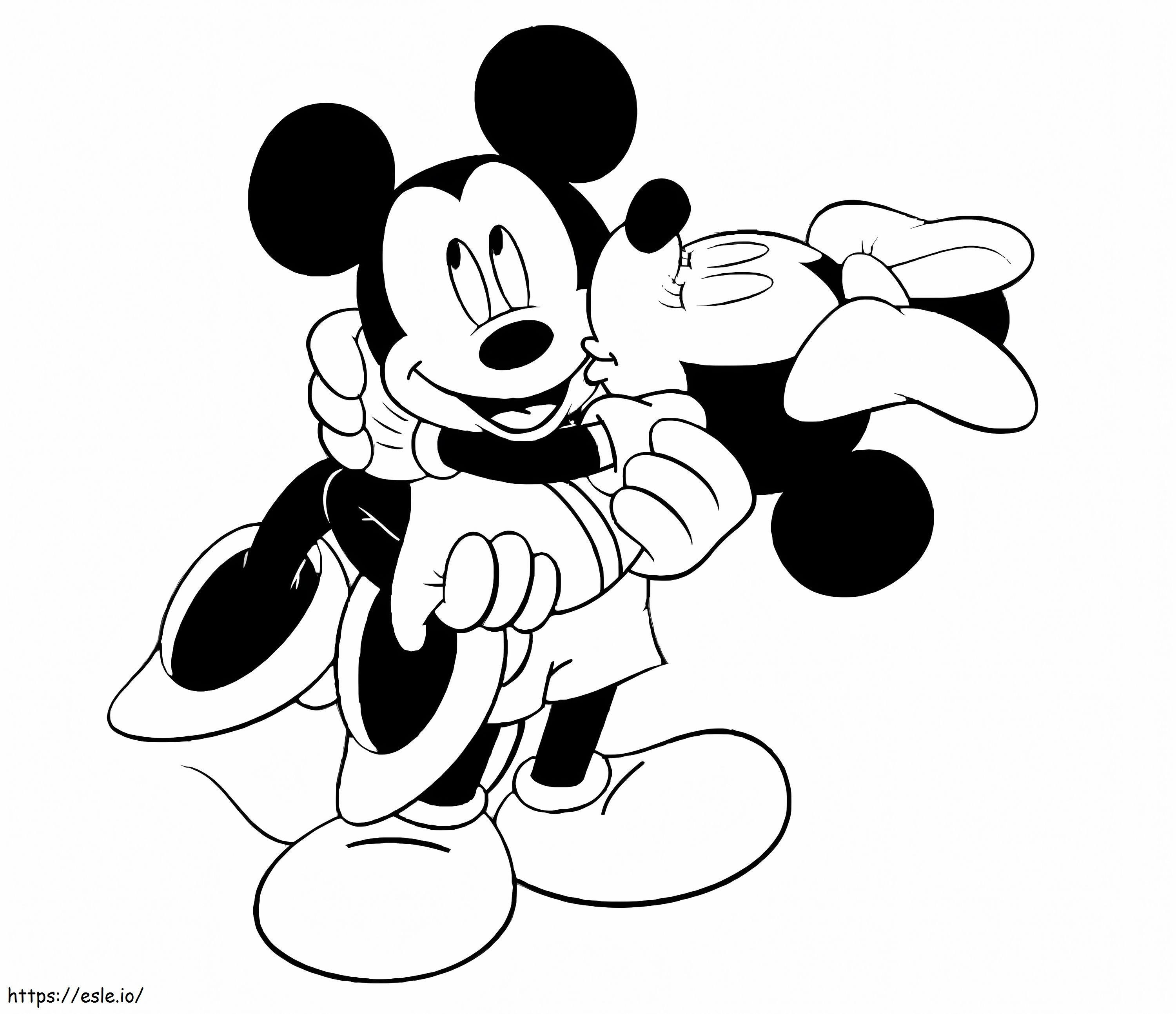 Mickey Mouse Sosteniendo A Minnie Mouse coloring page