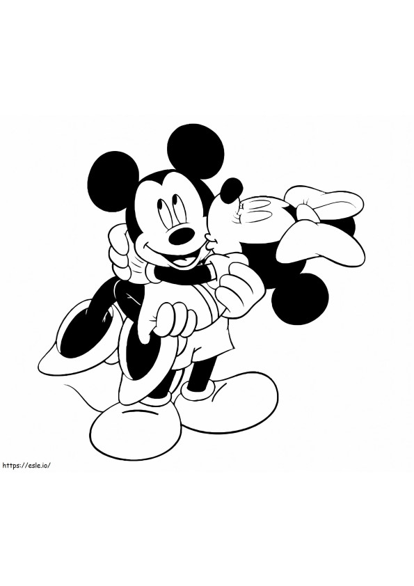 Mickey Mouse Sosteniendo A Minnie Mouse de colorat