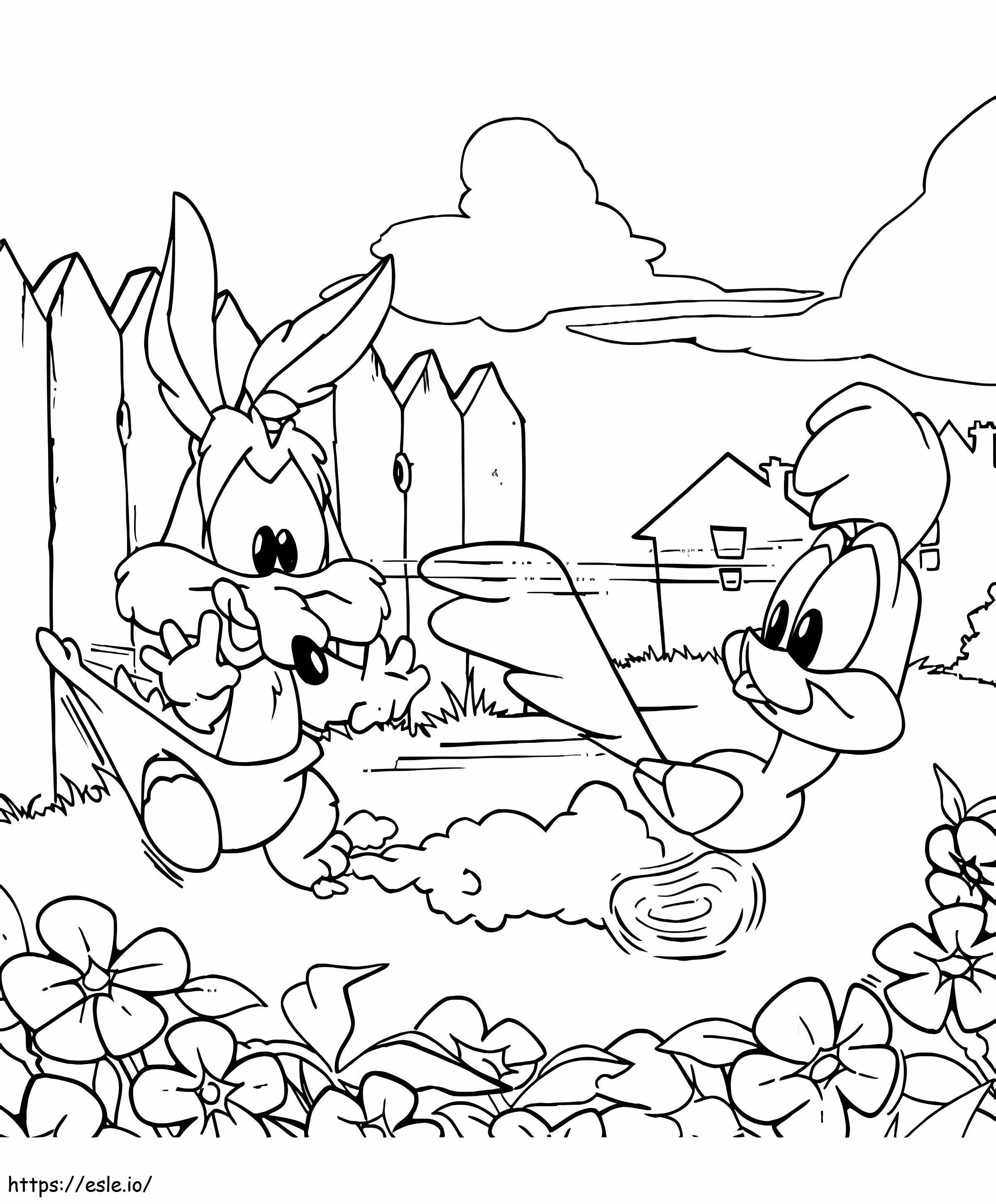 Baby Road Runner And Baby Wile E. Coyote coloring page