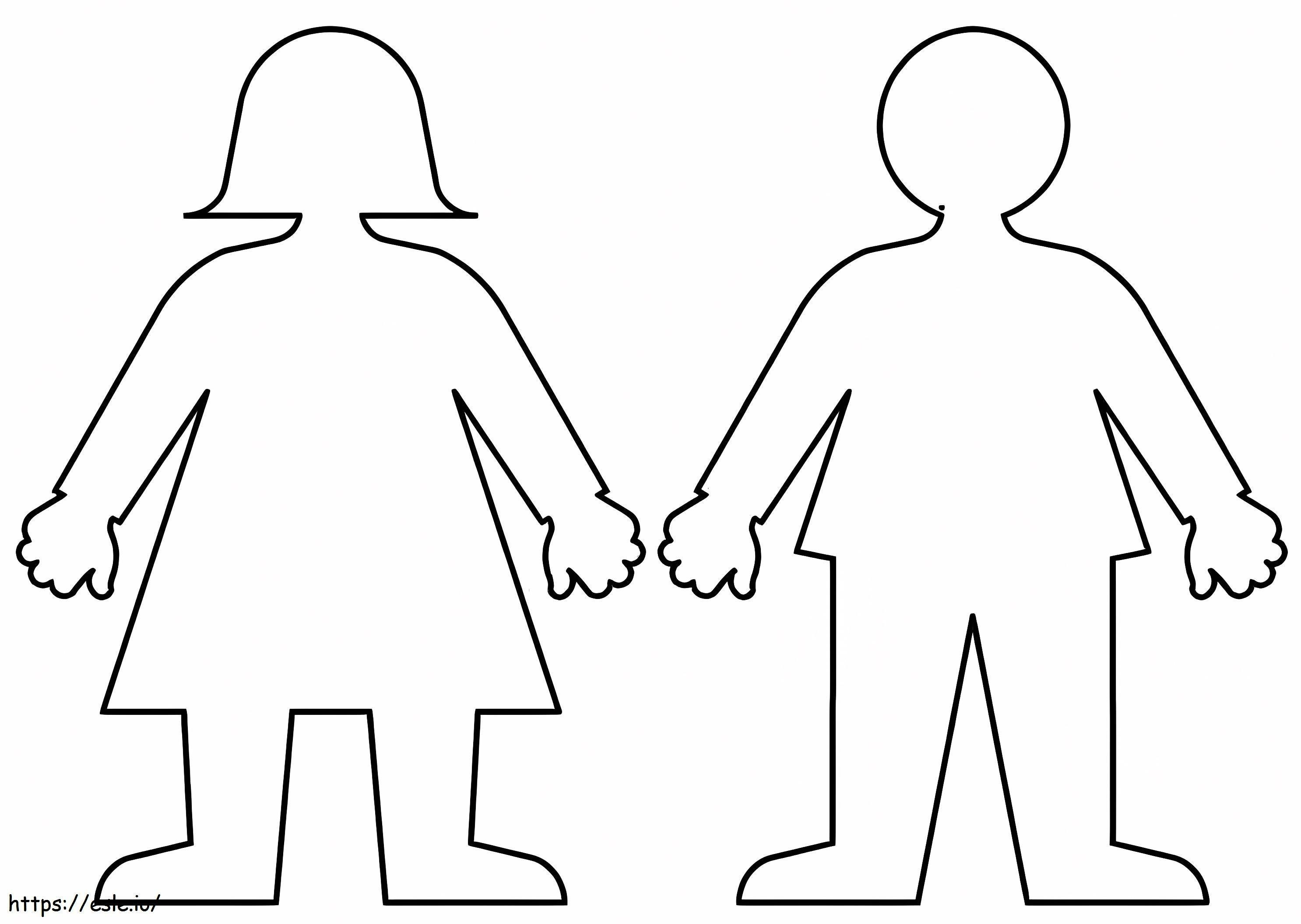 Two Person Outline coloring page