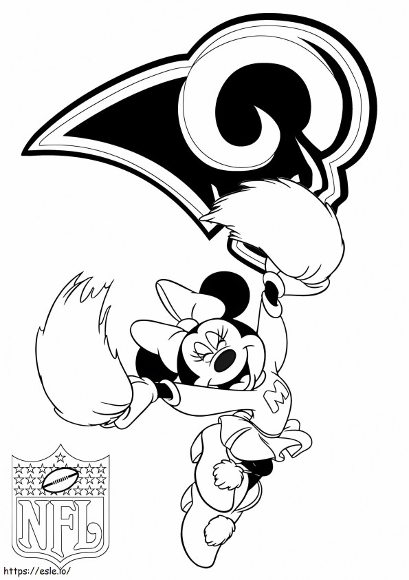 Los Angeles Rams com Minnie Mouse para colorir