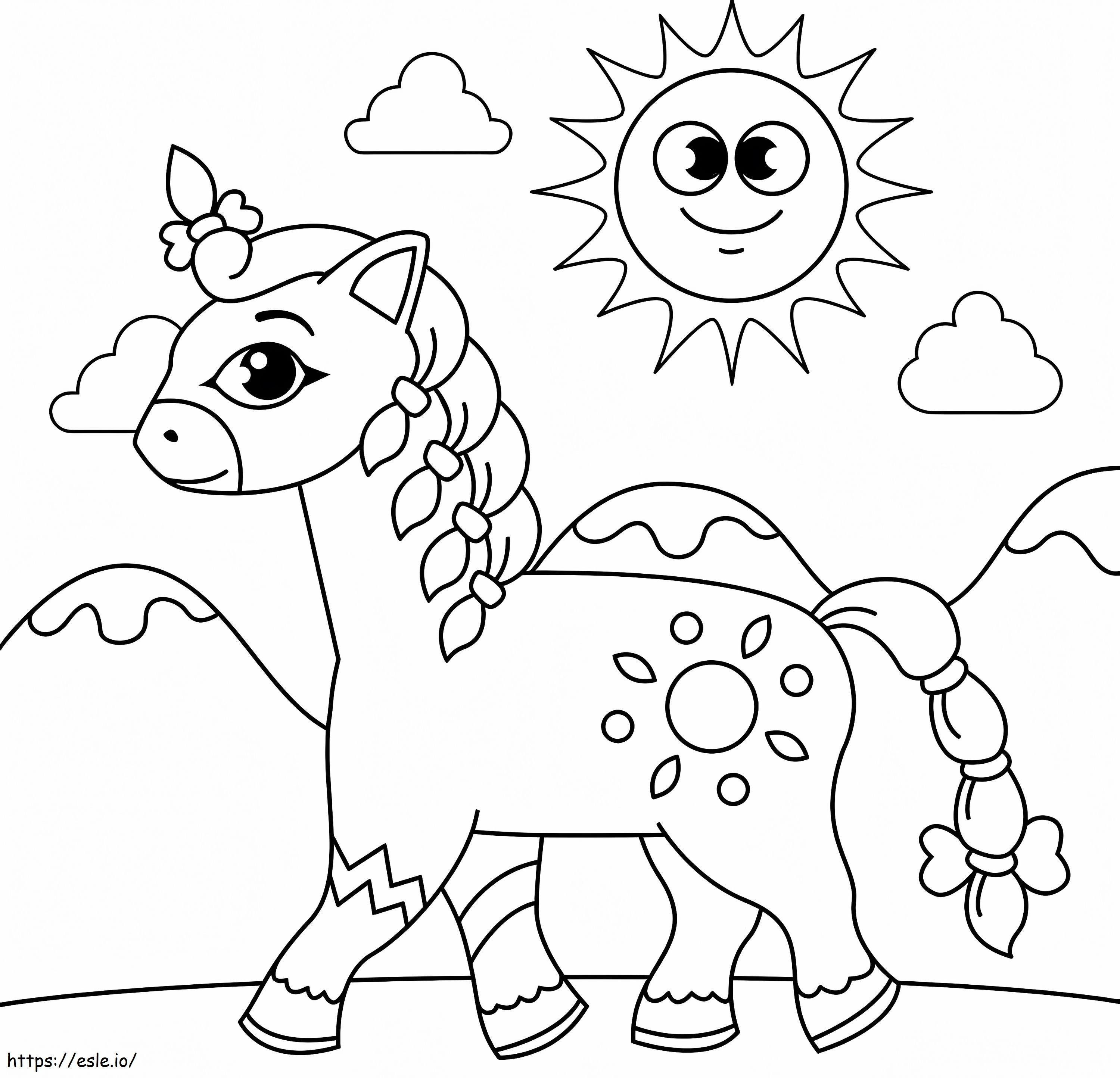 caballo y sol para colorear