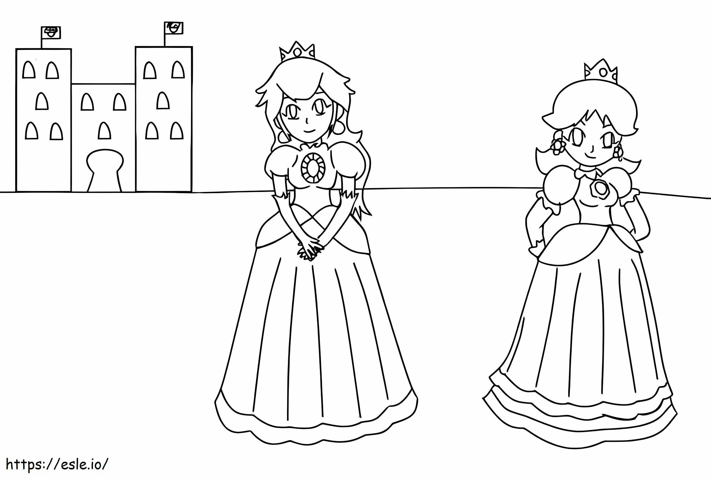 Princesa Pêssego E Margarida para colorir