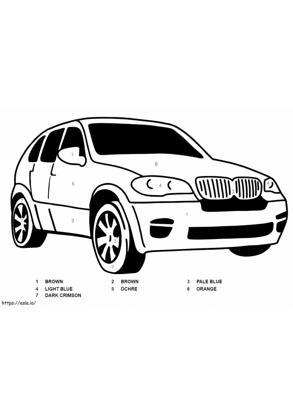 BMW X6 車の番号による色分け ぬりえ - 塗り絵